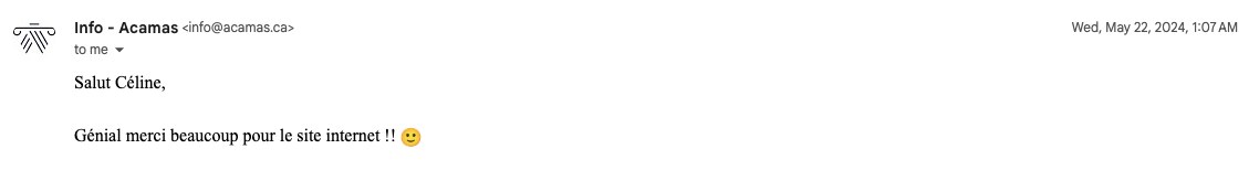 Capture du message de Noémie & Raoul